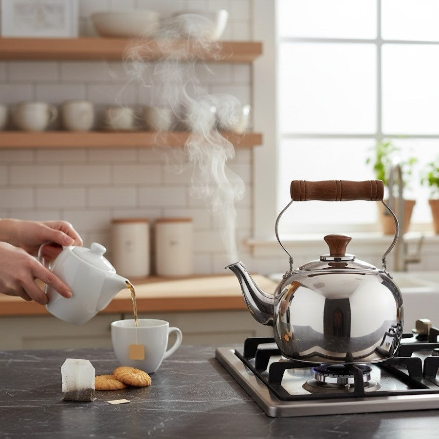 Premium Stainless Steel Tea Pot with Wooden Handle - 2.5 L | Full House Lebanon