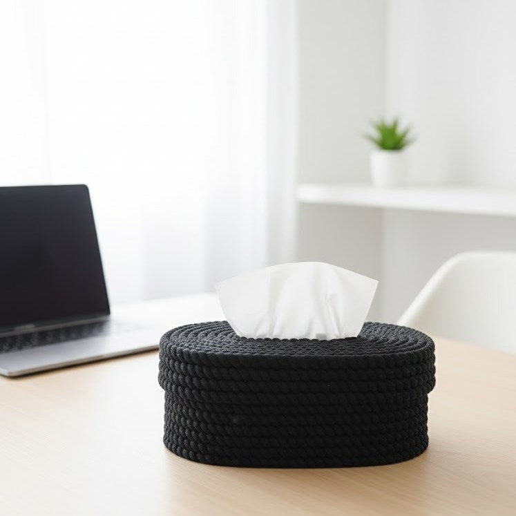 Stone Rope -Style Tissue Box - Black | Full House Lebanon