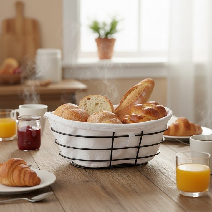Metal Bread Basket - Rectangular, Beige | Full House Lebanon