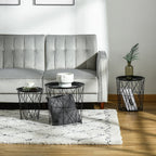 Nesting Side Tables Removable Trays Set (3 Pcs) - Black | Full House Lebanon
