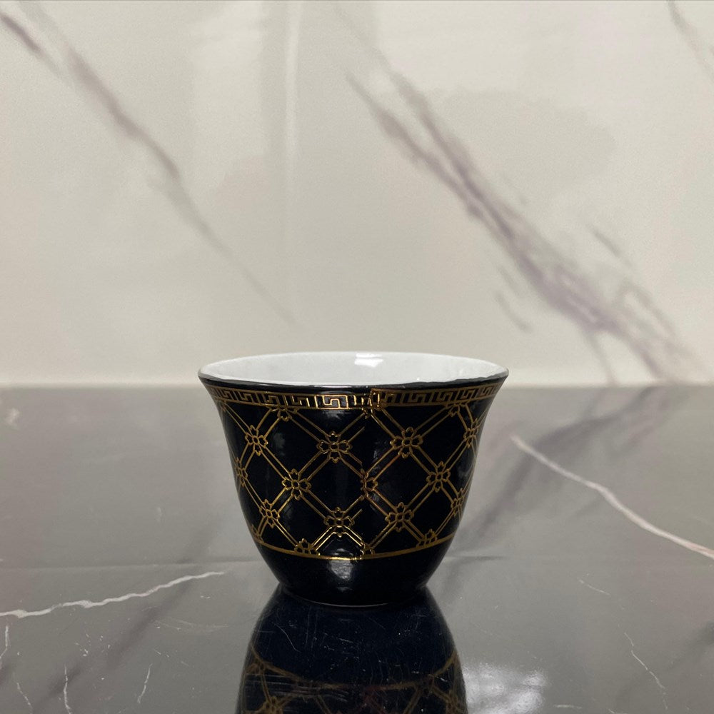 Shaffeh Black & Gold Coffee Cup Set (Dozen) | Full House Lebanon