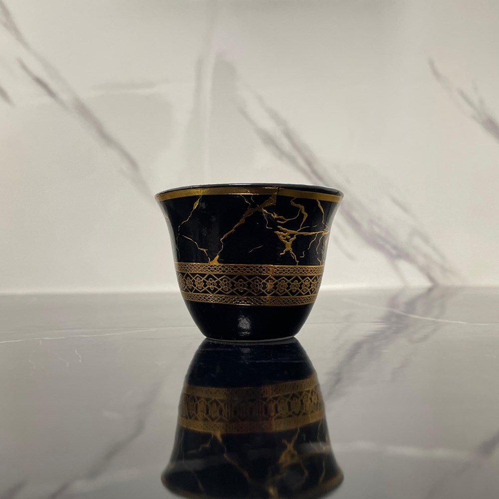 Shaffeh Black & Gold Coffee Cup Set (Dozen) | Full House Lebanon