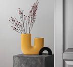 U-Shaped Ceramic Vase - Large, Yellow | Full House Lebanon