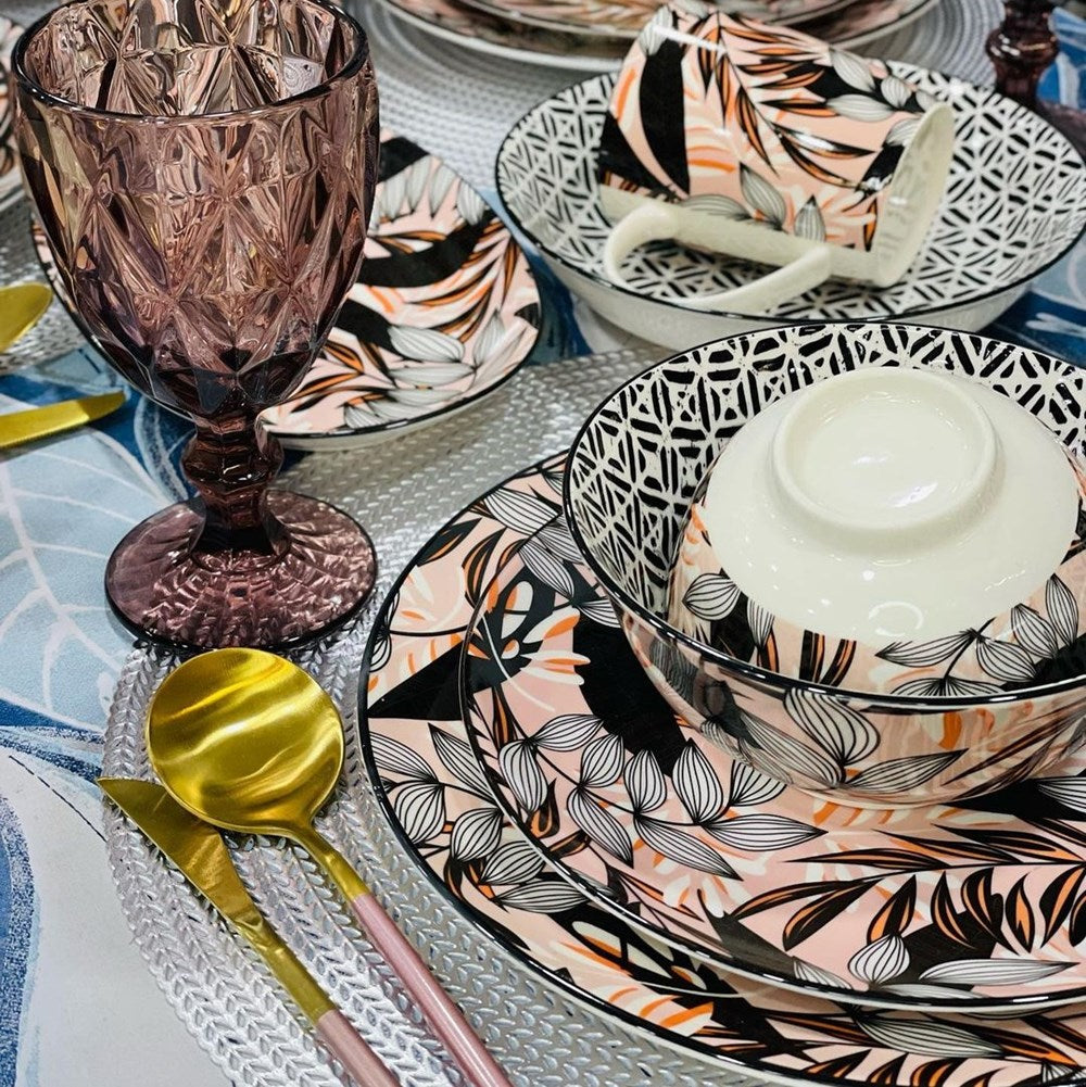 Black & Peach Dinnerware - Get 6 dessert plates | Full House Lebanon