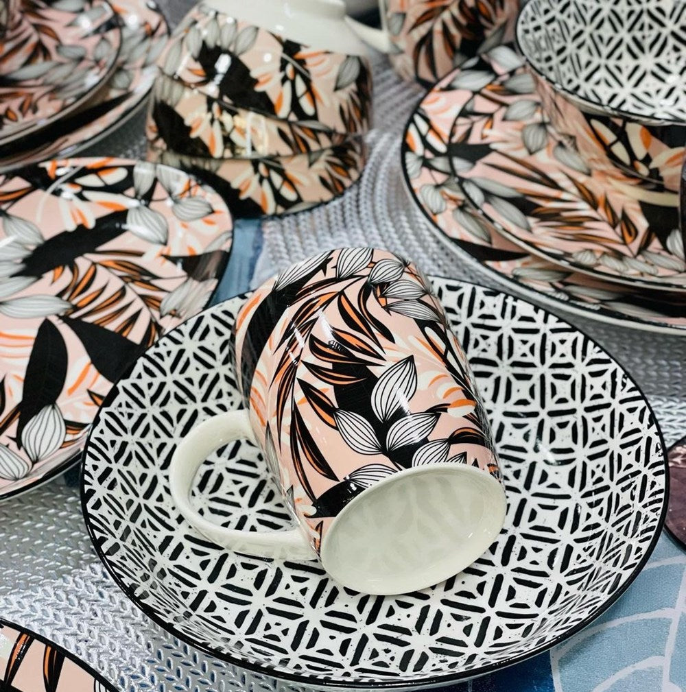 Black & Peach Dinnerware - Soup Bowl | Full House Lebanon