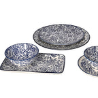 White & Blue Leaf Print Bowls - Snack /Soup Bowl | Full House Lebanon