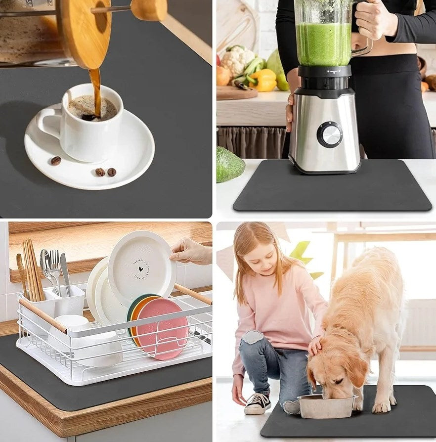 Super Water Absorbent Dish Draining Mat - Small, Grey | Full House Lebanon