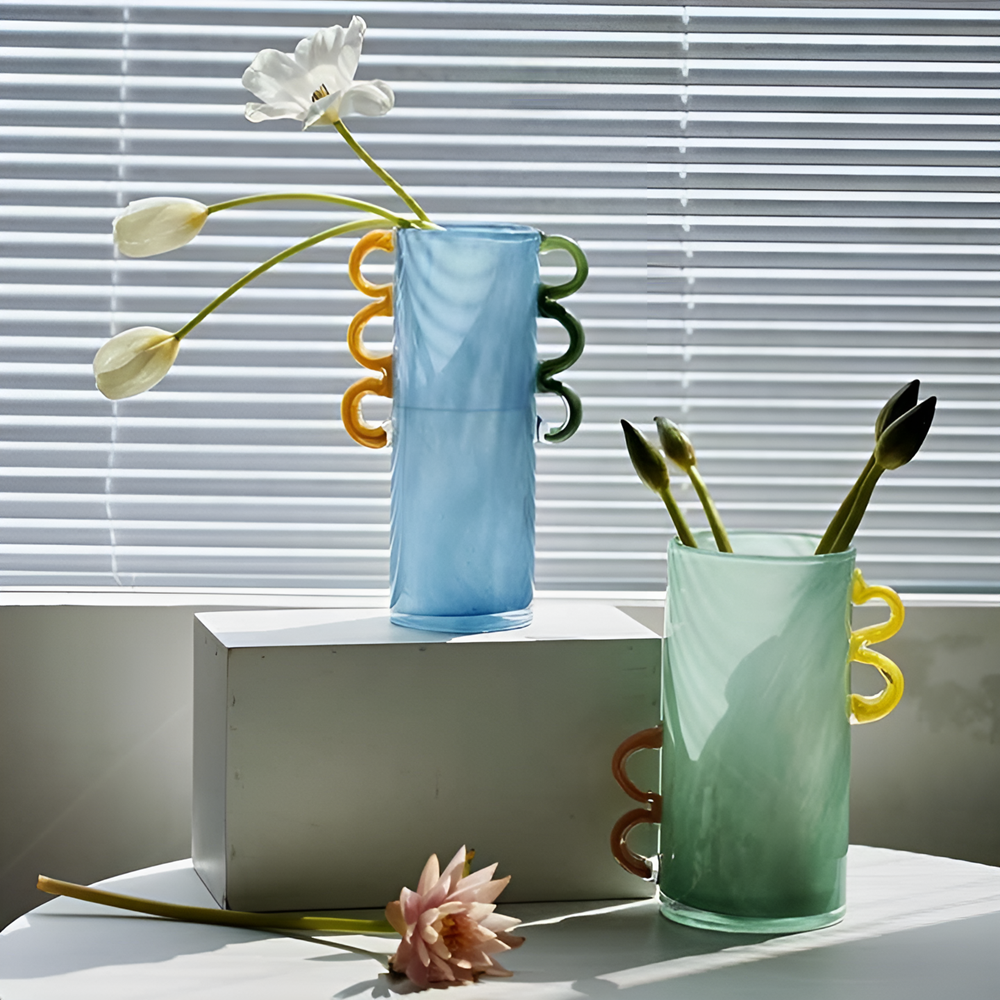 Colorful Glass Vases - Large, Blue | Full House Lebanon