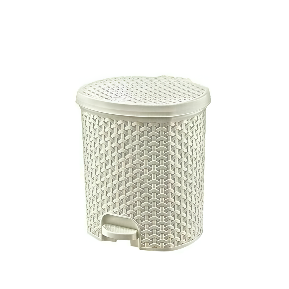 Rattan Trash Bin - 5.5 L, White | Full House Lebanon