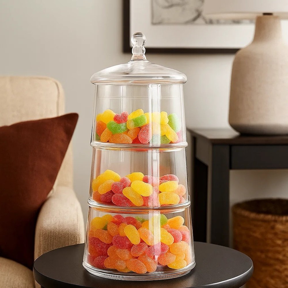 3 Layer Striped Glass Cookie Jar | Full House Lebanon