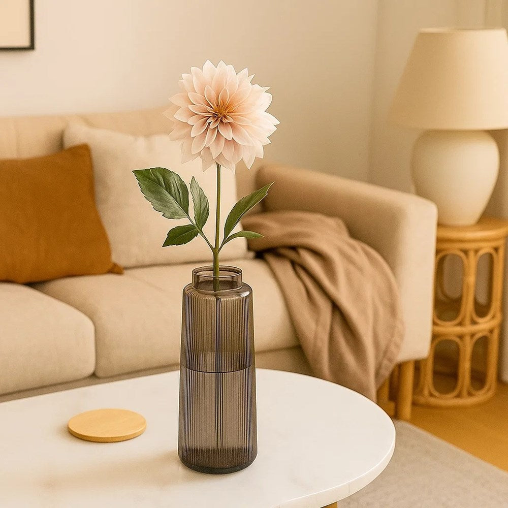 Ribbed Glass Vase - 25 cm | Full House Lebanon