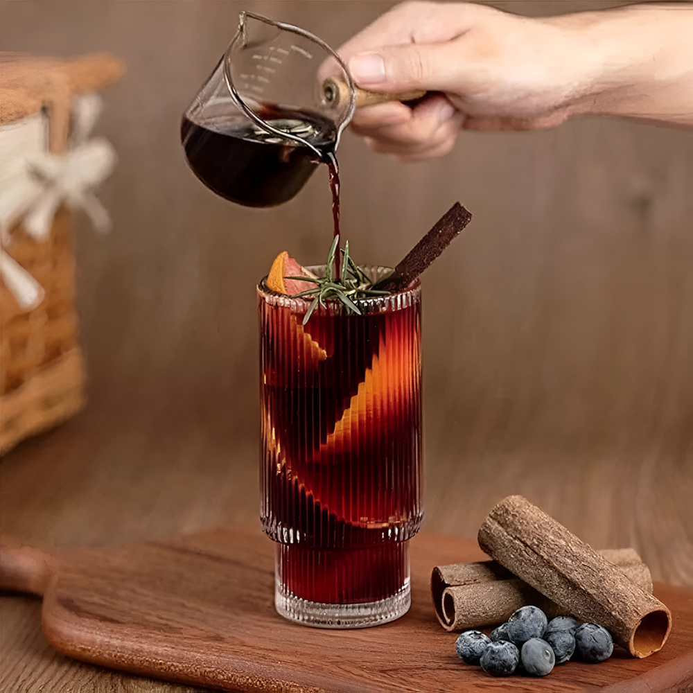 Ribbed Glass Cup Set (4 Pcs) | Full House Lebanon