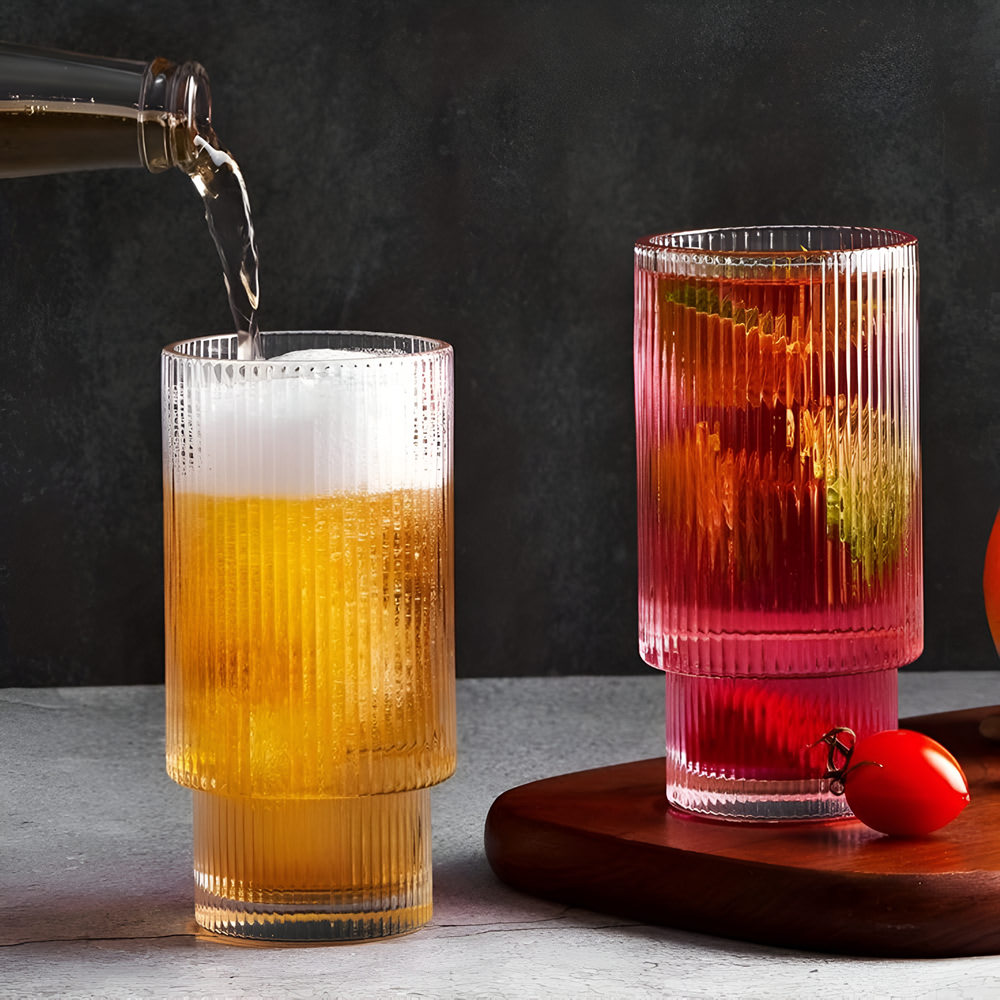Ribbed Glass Cup Set (4 Pcs) | Full House Lebanon