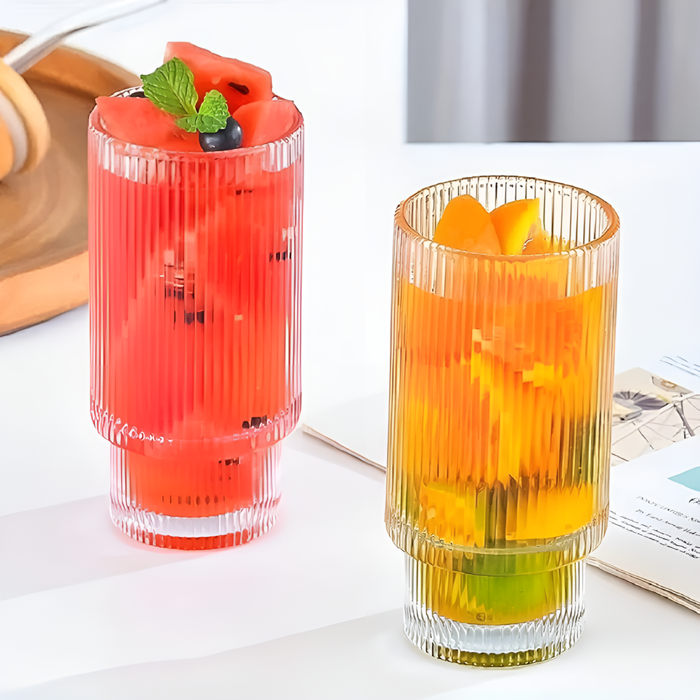 Ribbed Glass Cup Set (4 Pcs) | Full House Lebanon