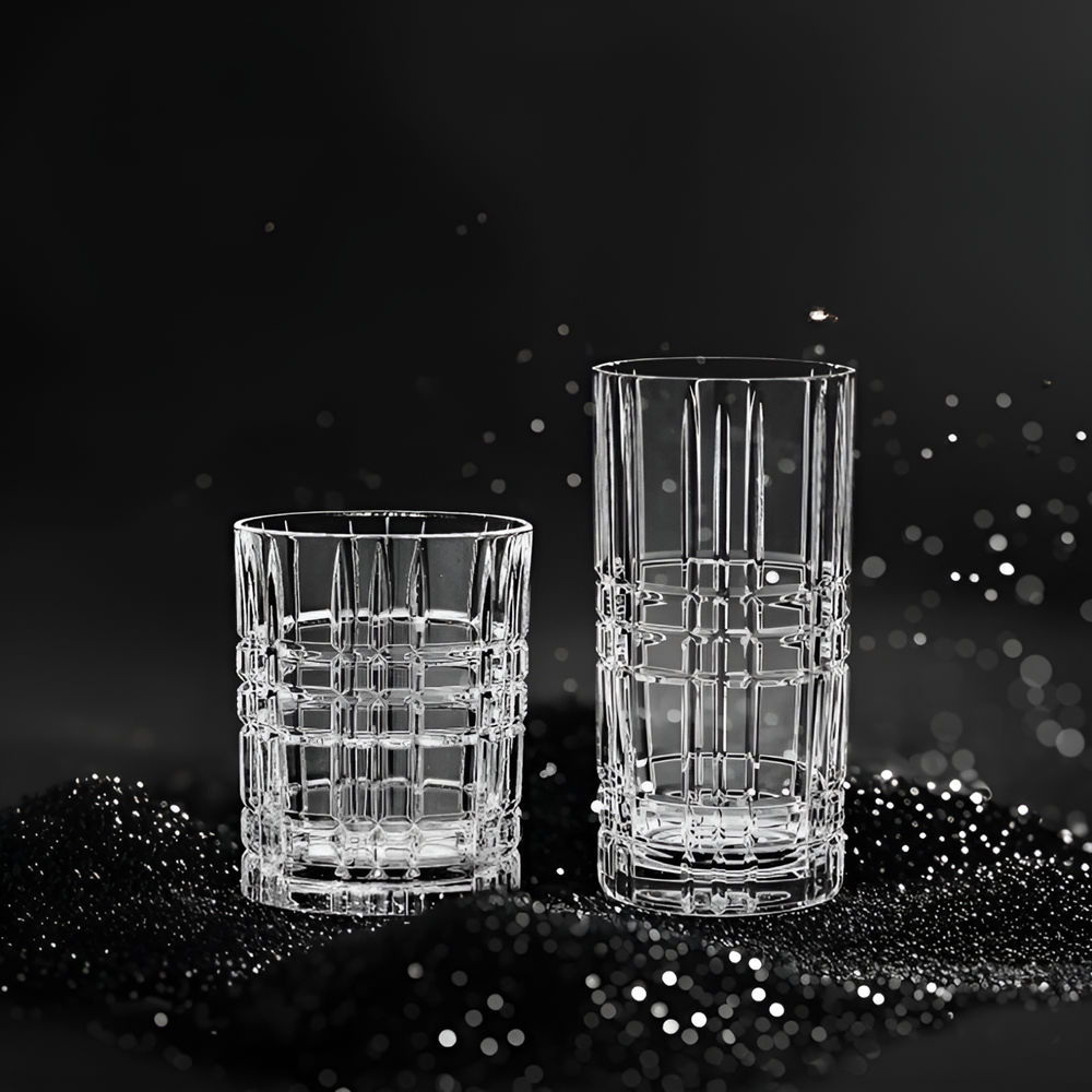Grid-Cut Glass Cup Set (4 Pcs) - 300 ml | Full House Lebanon