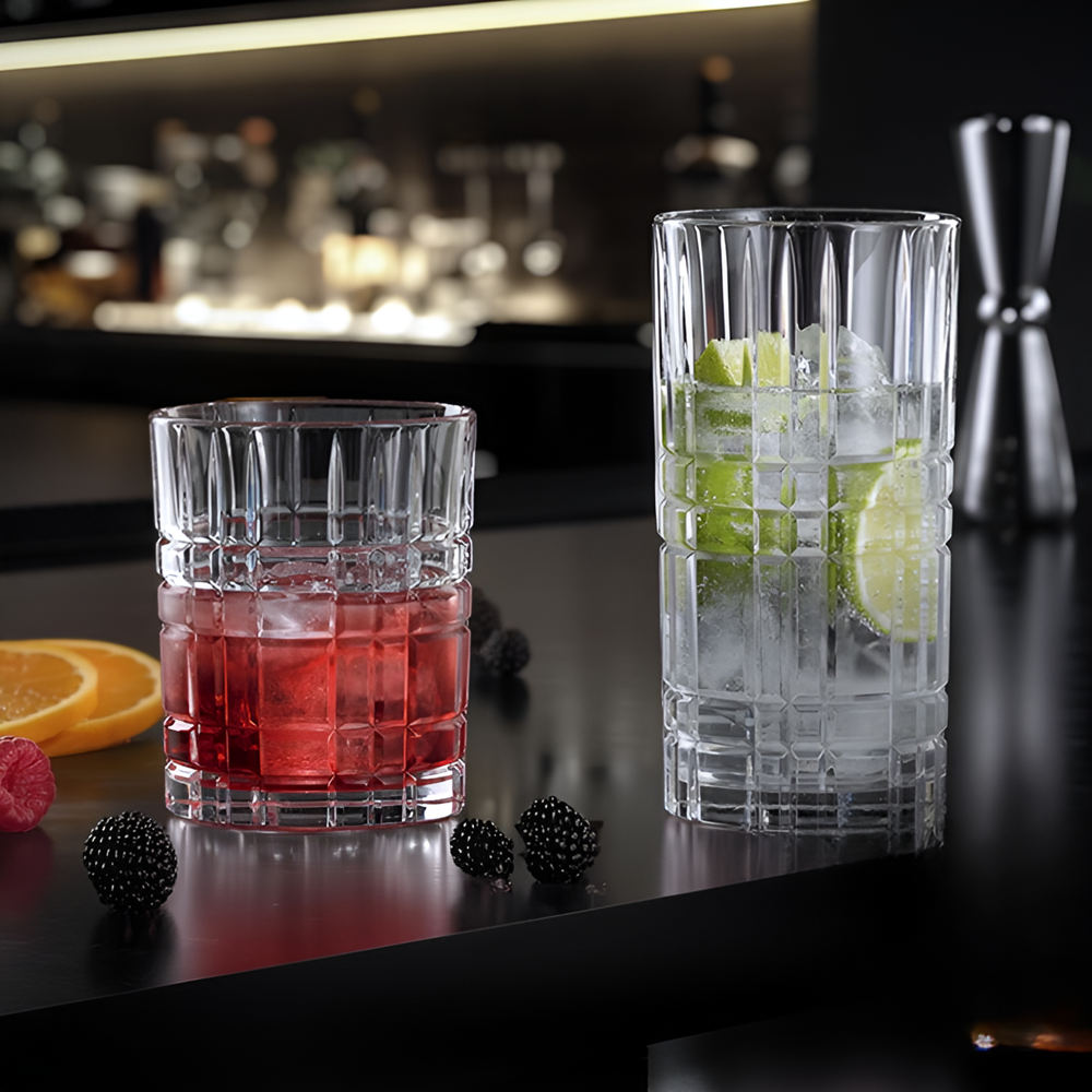 Grid-Cut Glass Cup Set (4 Pcs) - 400 ml | Full House Lebanon