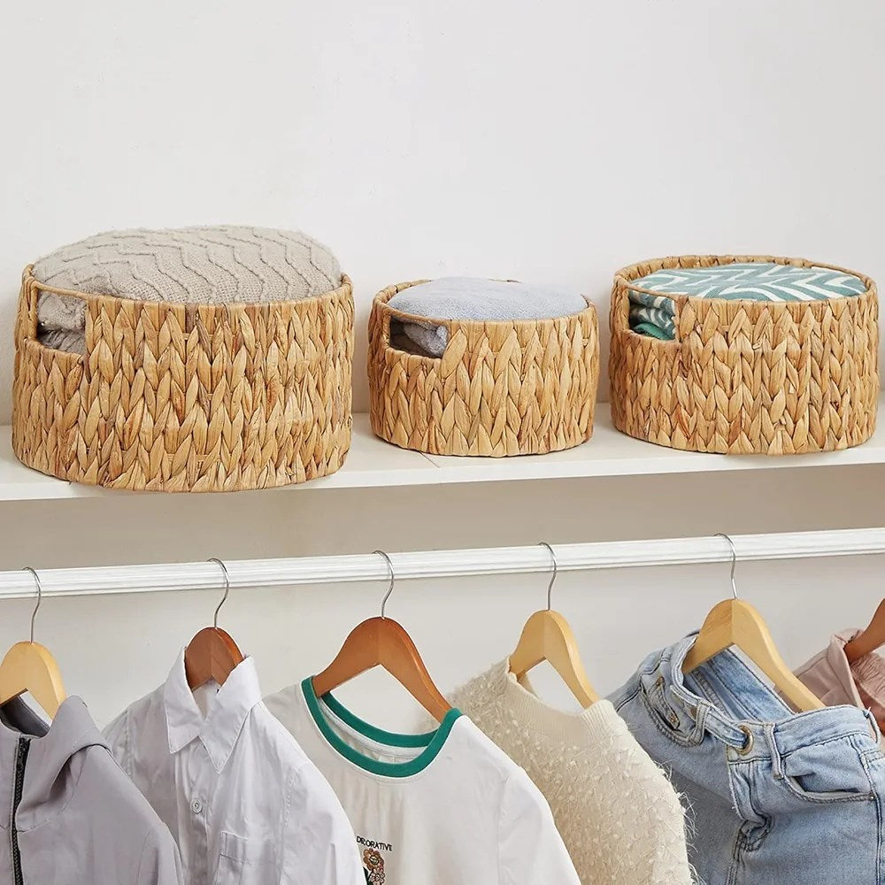 Round Handwoven Seagrass Storage Basket Set (3 Pcs) | Full House Lebanon