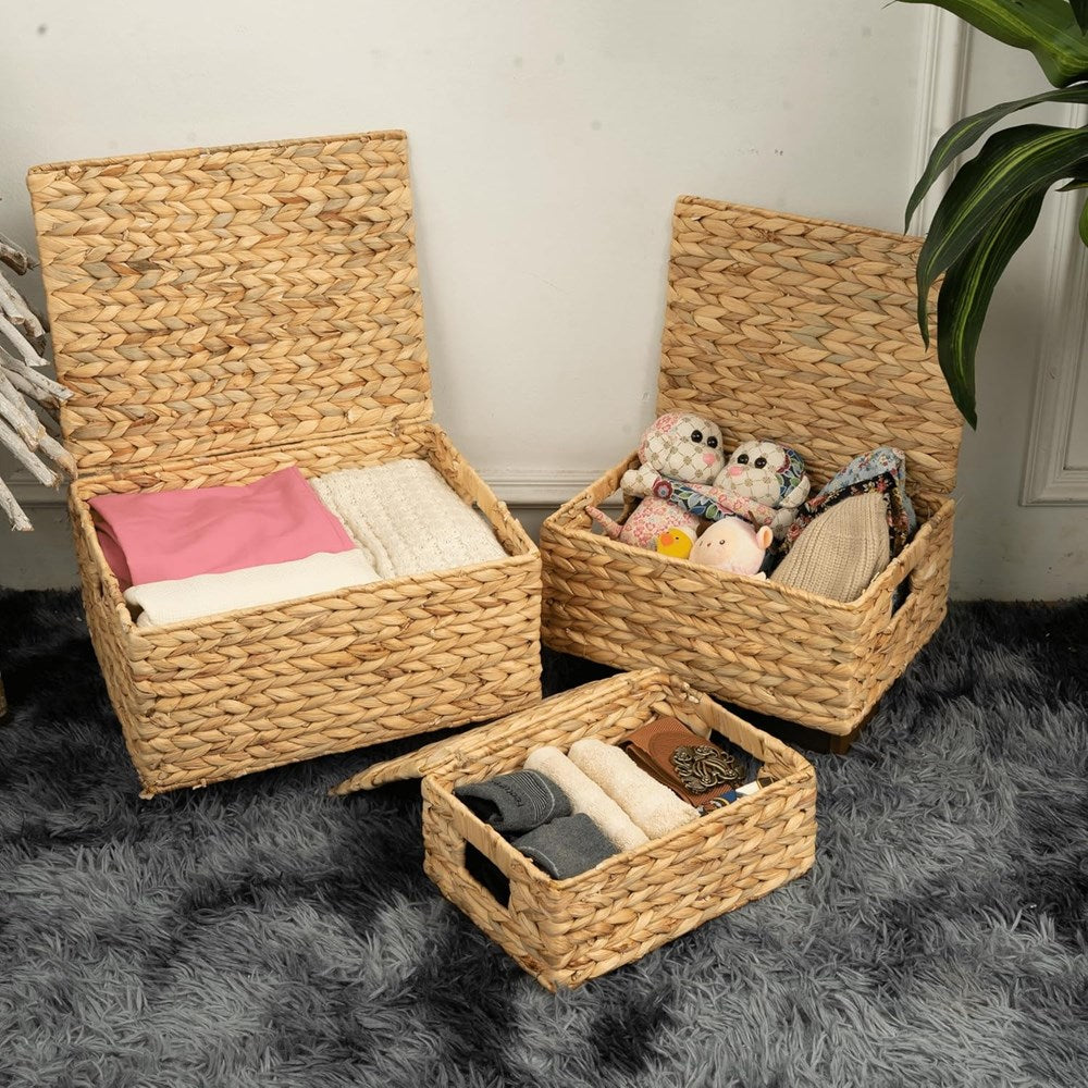 Rectangular Handwoven Seagrass Storage Box Set (3 Pcs) | Full House Lebanon
