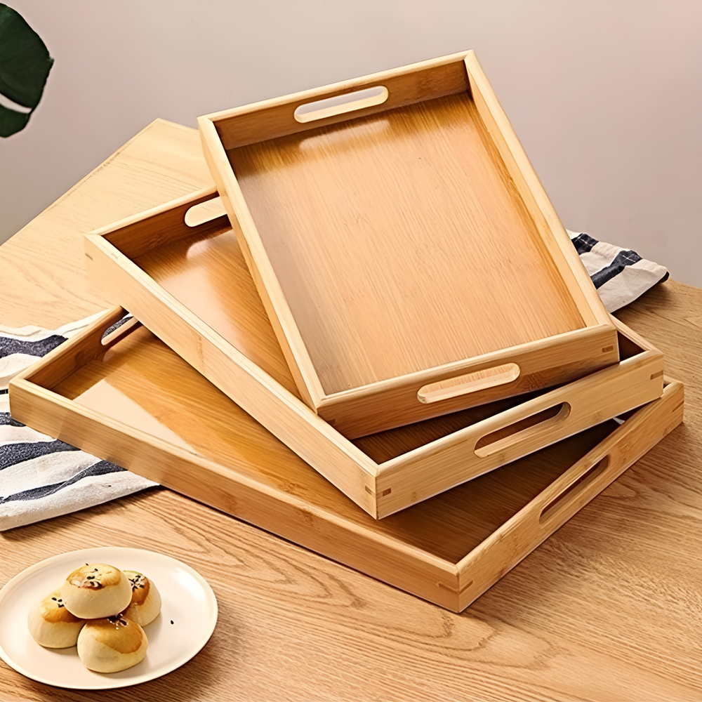 Bamboo Serving Tray Set (3 Pcs) | Full House Lebanon