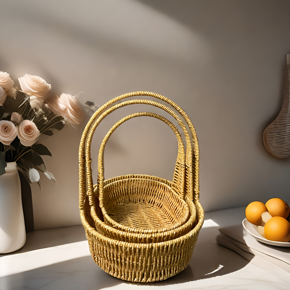 Rattan Fruit Basket Set (3 Pcs) - Oval | Full House Lebanon