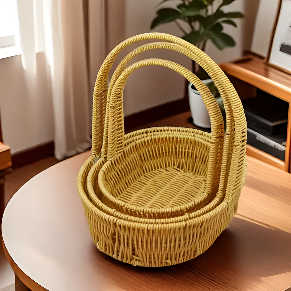 Rattan Fruit Basket Set (3 Pcs) - Square | Full House Lebanon