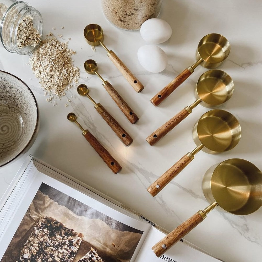 Gold Measuring Cups & Spoons Set (4 Pcs) - Large | Full House Lebanon