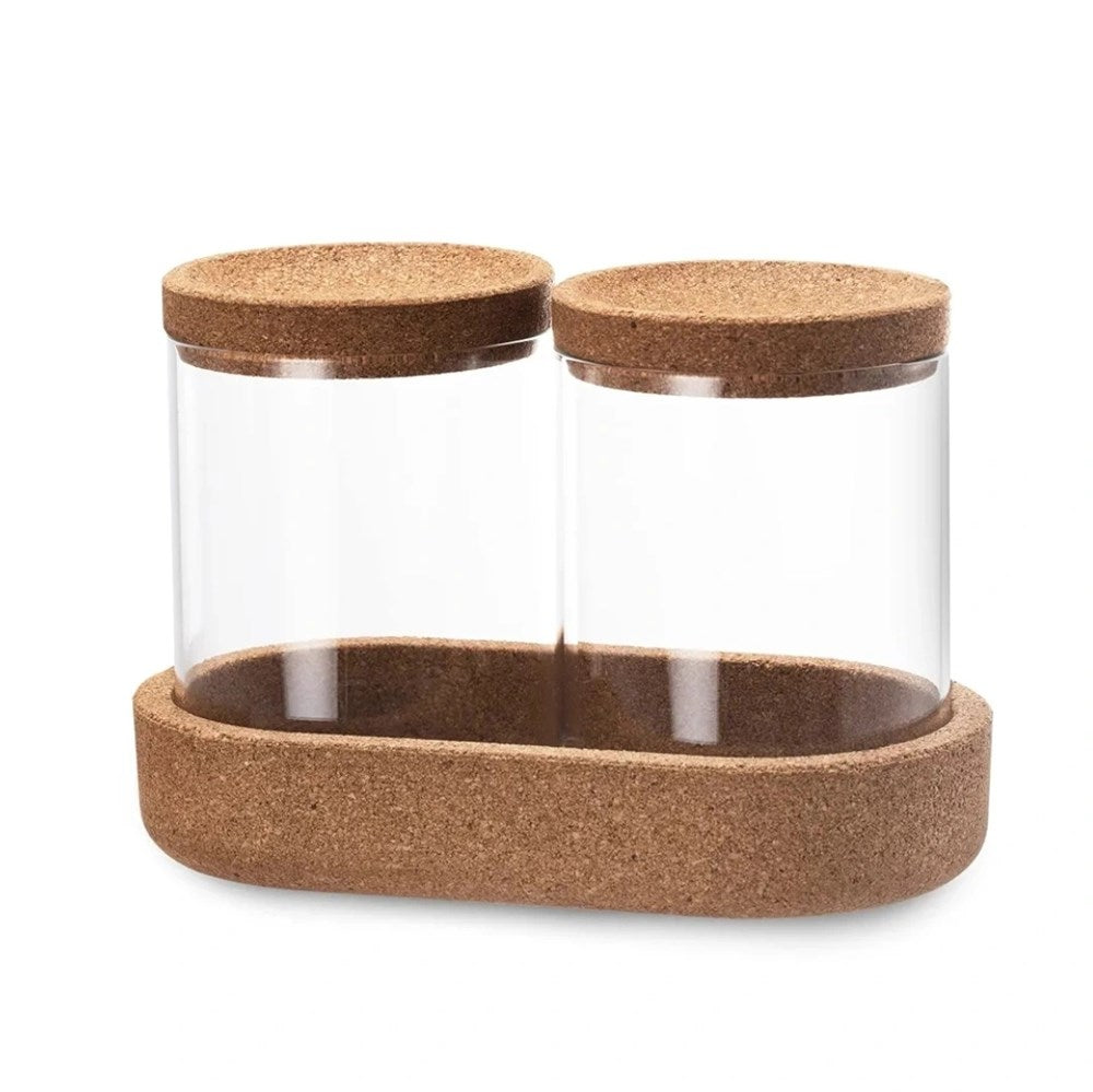 Glass Qtip Holder with Cork Lid Set (3 Pcs) | Full House Lebanon