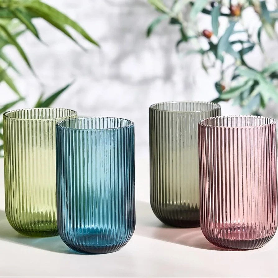 Ribbed Colored Glass Tumbler | Full House Lebanon