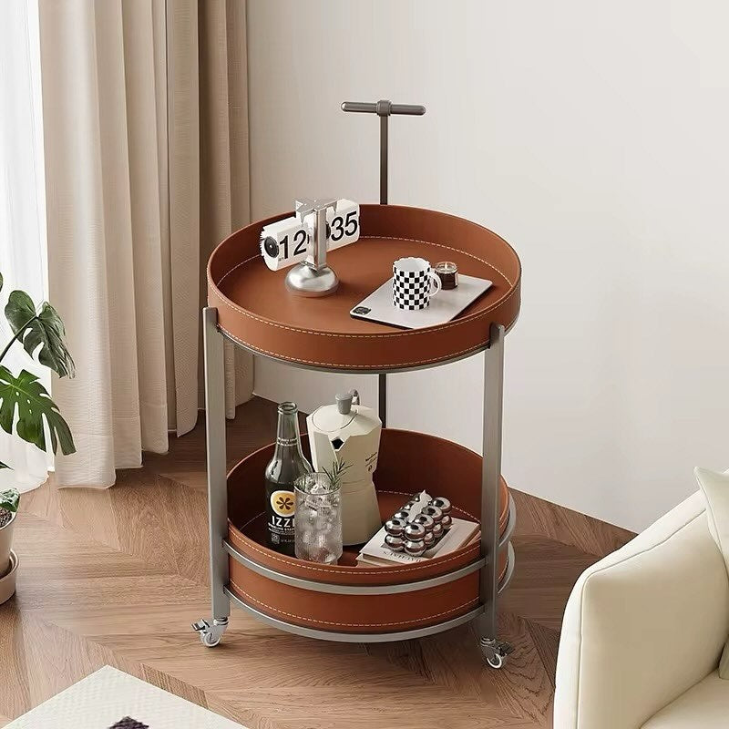 Leather Rolling Cart - Oval | Full House Lebanon