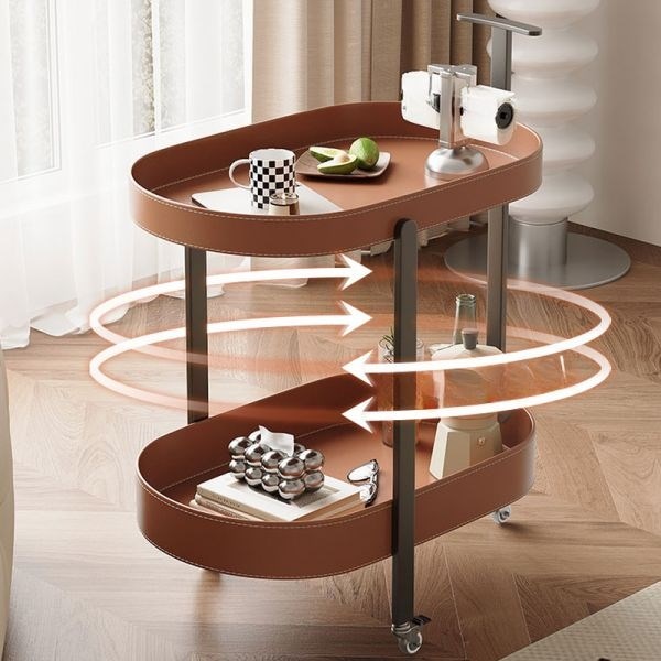 Leather Rolling Cart - Short round | Full House Lebanon