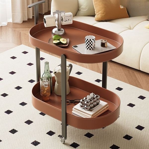 Leather Rolling Cart - Long round | Full House Lebanon