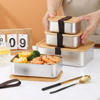 Stainless Steel Lunch Box with Bamboo Lid - Large | Full House Lebanon