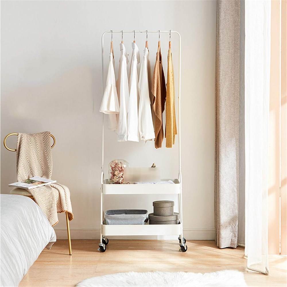 Rolling Clothes Rack with Storage Shelves - Black | Full House Lebanon