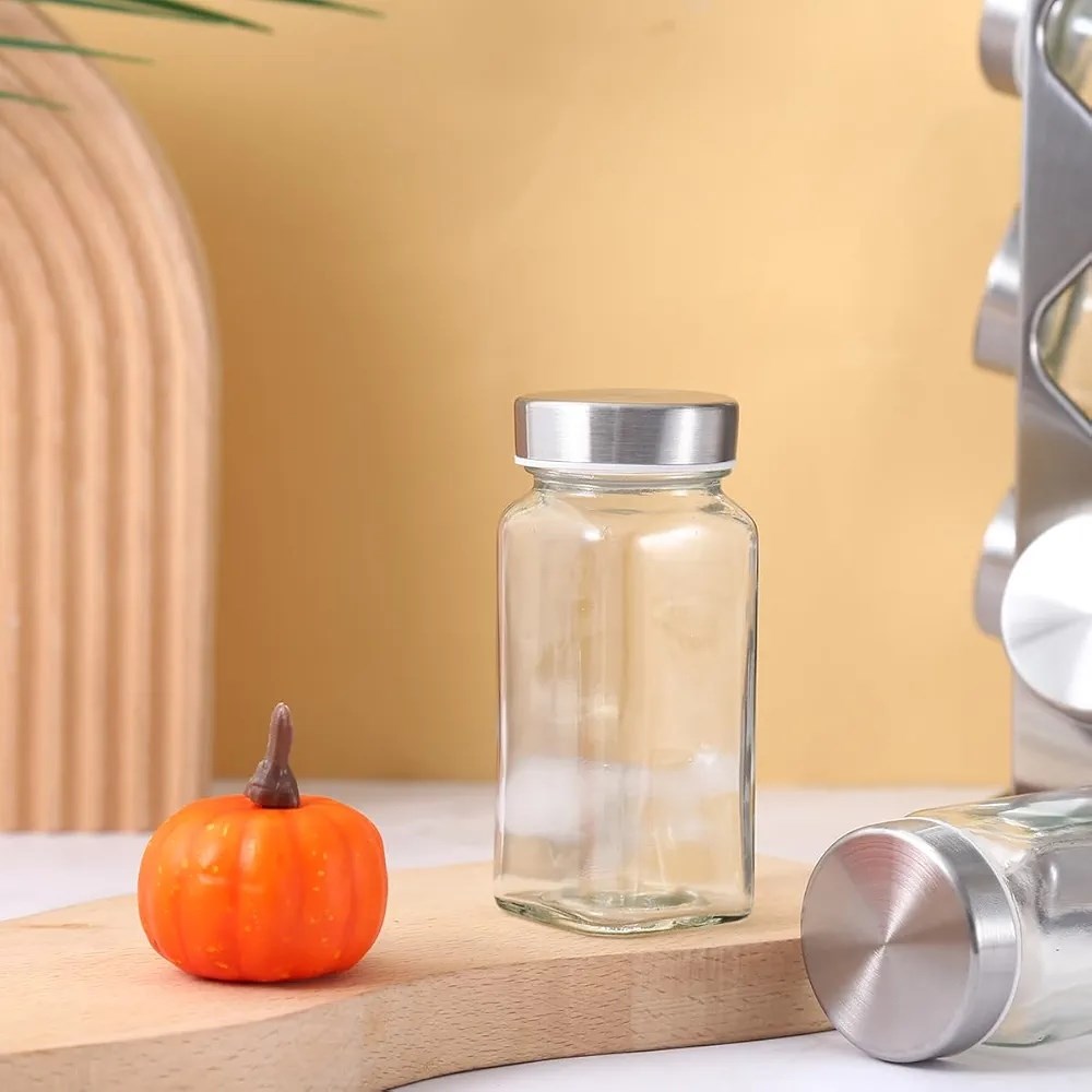 Square Base Glass Spice Jar | Full House Lebanon