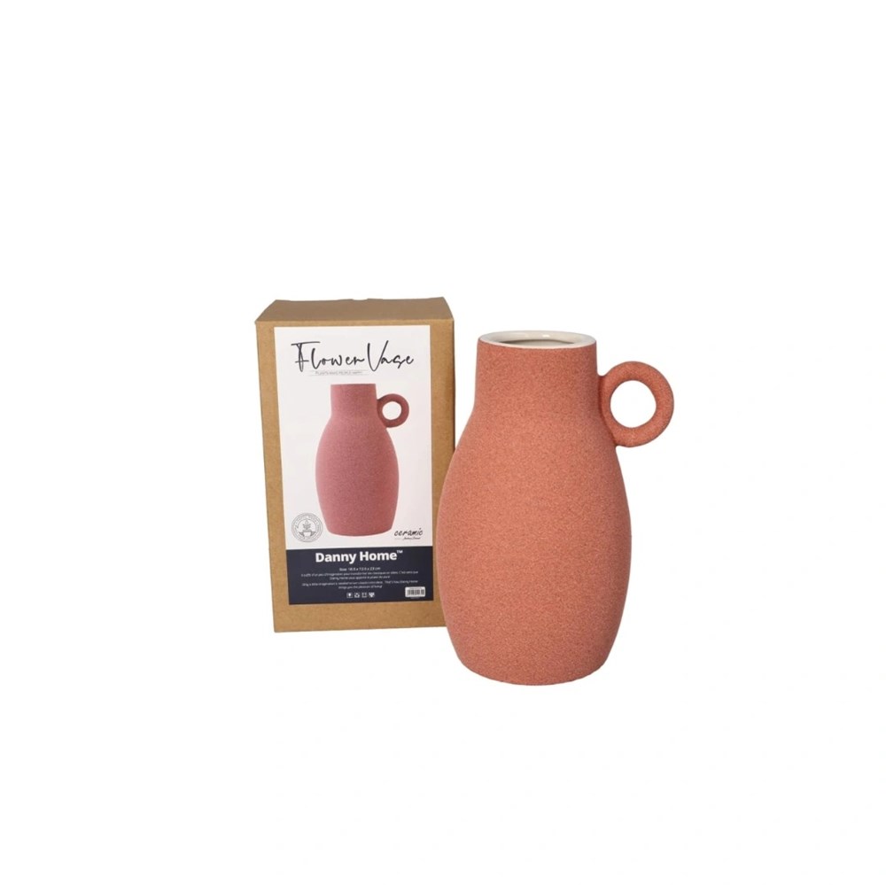 Minimalist Ceramic Ring-Handled Vase - Small, Light Grey | Full House Lebanon