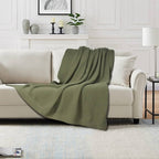 Cannon Knitted Throw Blanket - Dark Green | Full House Lebanon