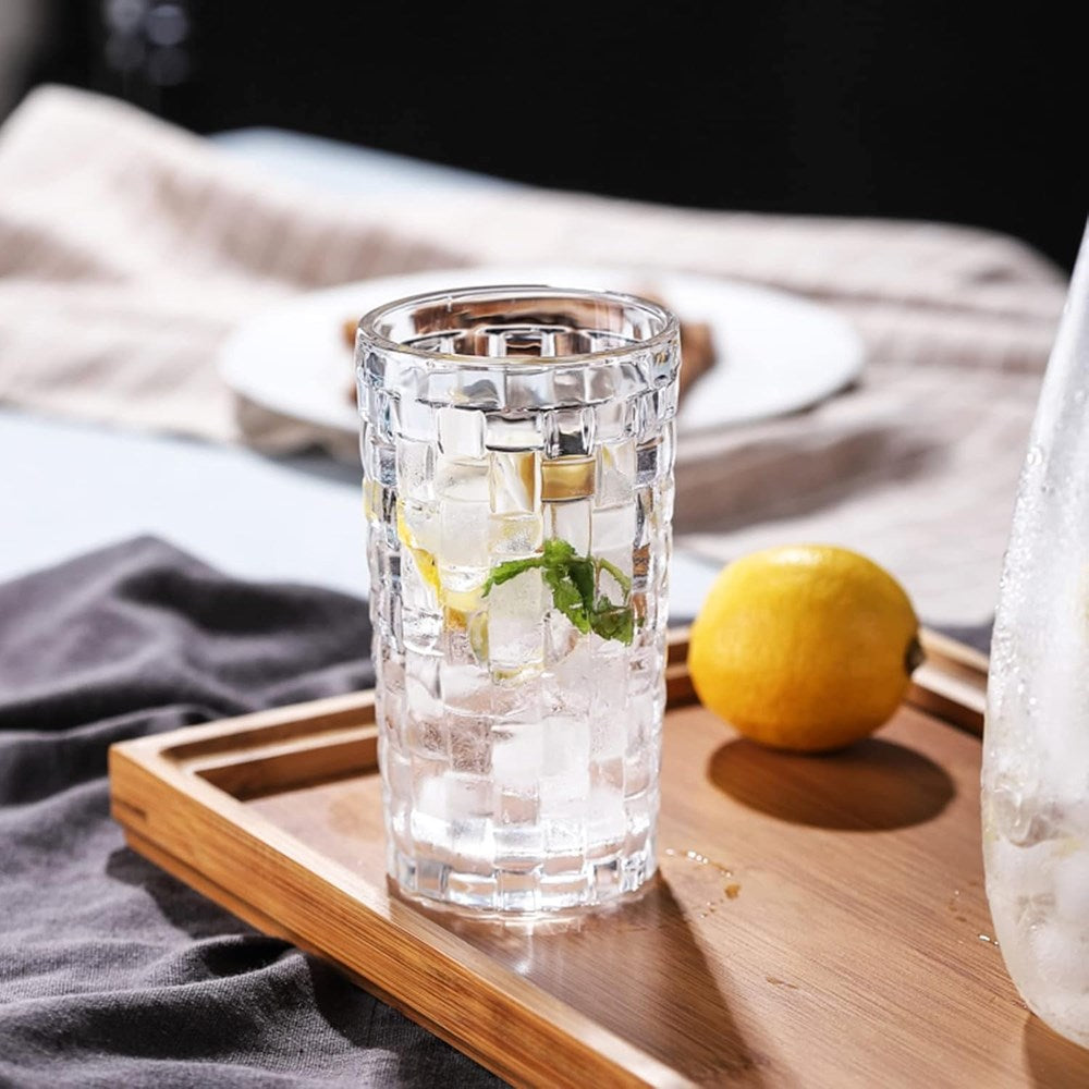 Grid-Design Glass Tumbler Set (6 Pcs) | Full House Lebanon