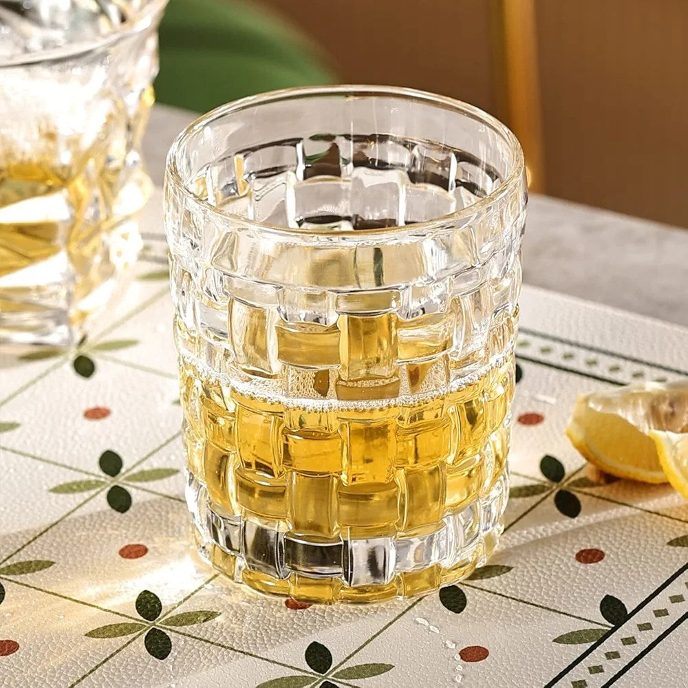 Grid-Design Glass Tumbler Set (6 Pcs) | Full House Lebanon