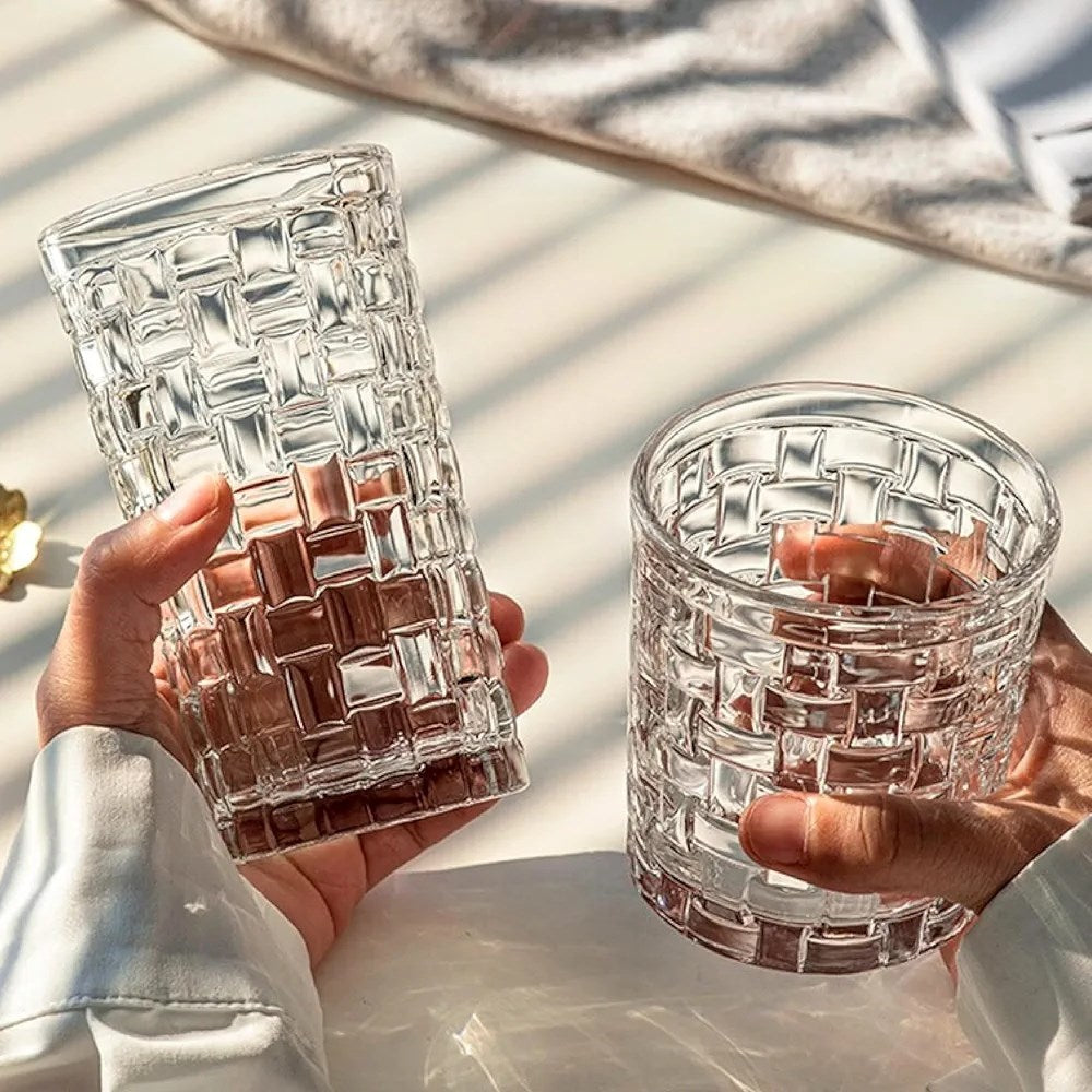 Grid-Design Glass Tumbler Set (6 Pcs) | Full House Lebanon