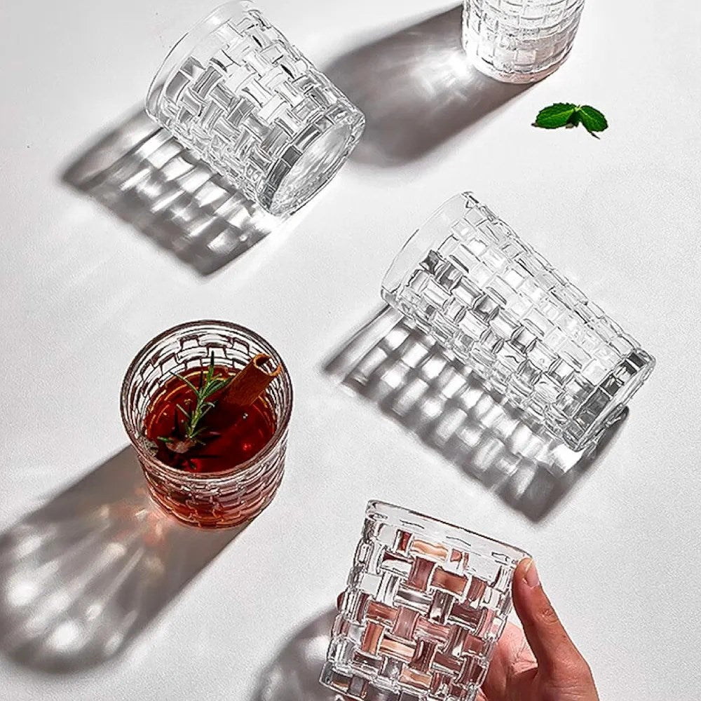 Grid-Design Glass Tumbler Set (6 Pcs) | Full House Lebanon