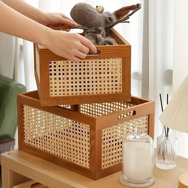 Multifunctional Rattan Woven Storage Box Set (2 Pcs) | Full House Lebanon