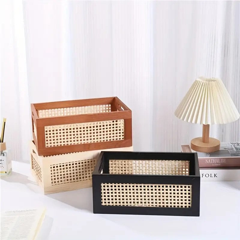 Multifunctional Rattan Woven Storage Box Set (2 Pcs) - Beige | Full House Lebanon