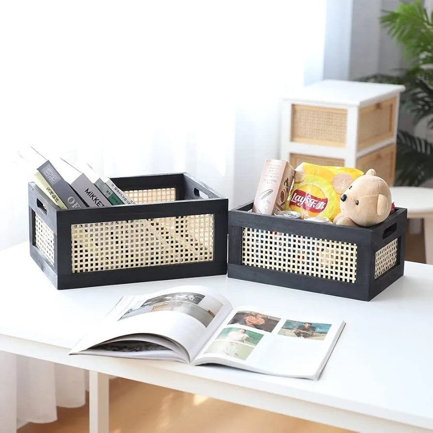 Multifunctional Rattan Woven Storage Box Set (2 Pcs) | Full House Lebanon