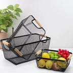 Wire Storage Basket with Wooden Handles - Medium | Full House Lebanon