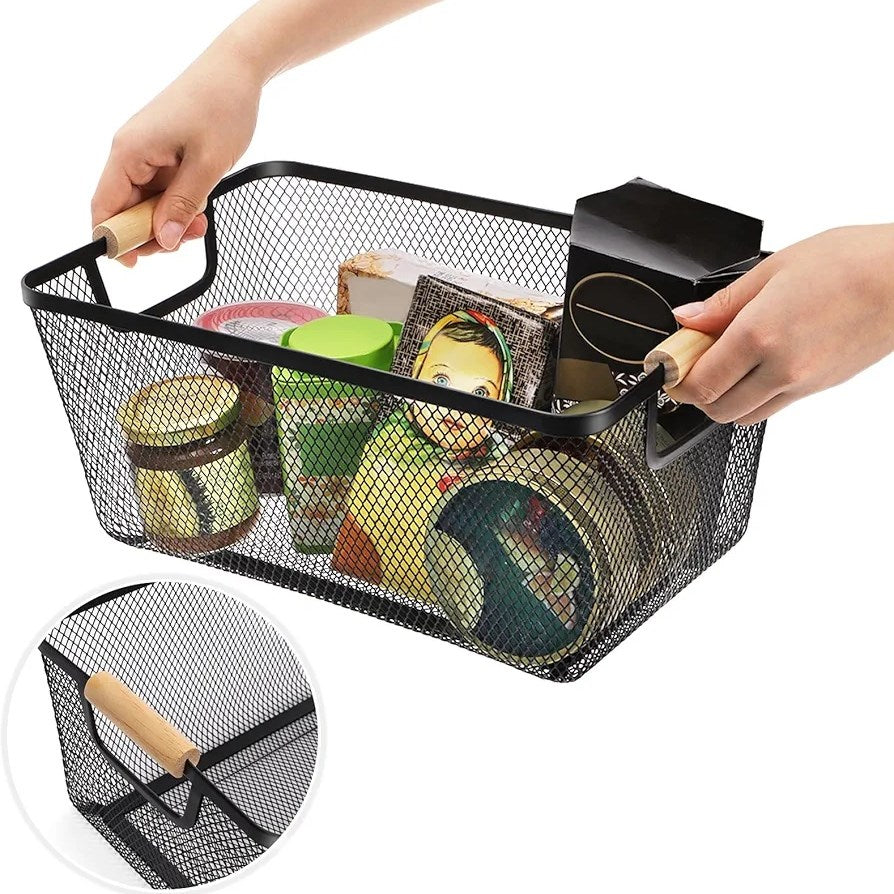 Wire Storage Basket with Wooden Handles | Full House Lebanon