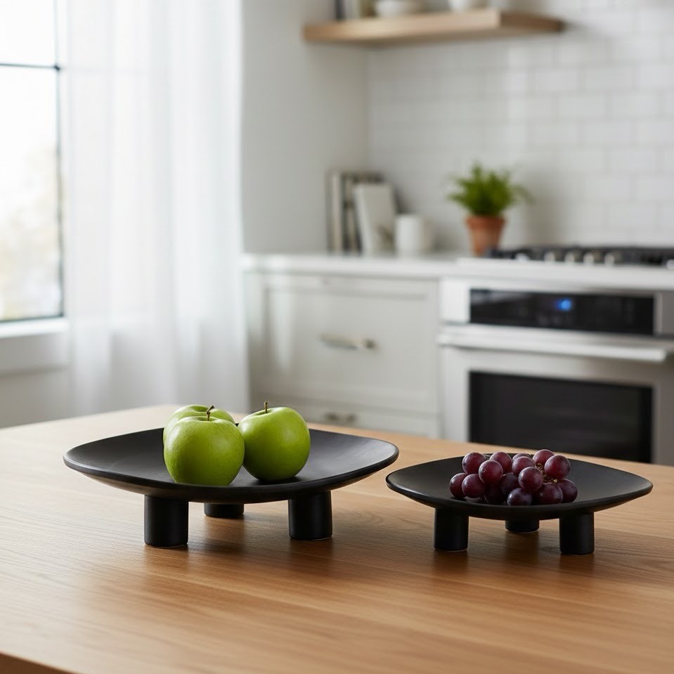 Matte Pedestal Display Tray - Large, Black | Full House Lebanon