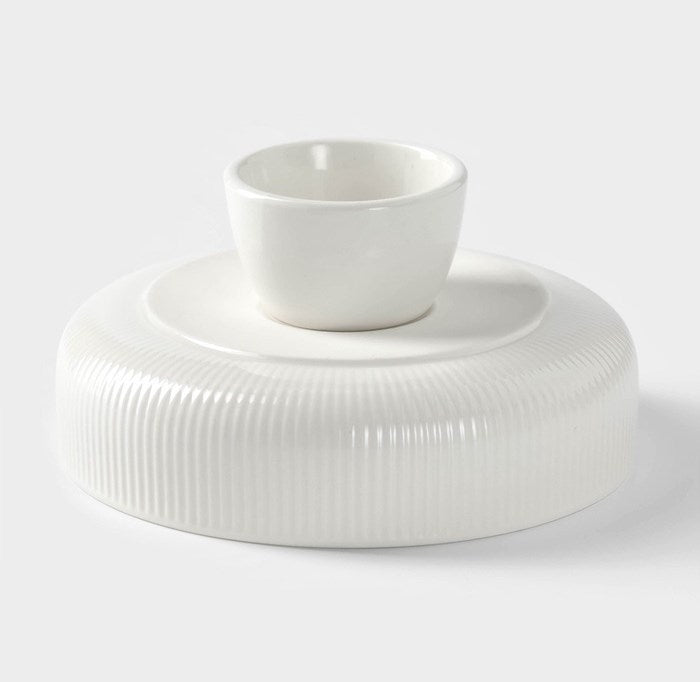 Ribbed Porcelain Decorative Bowl - Large, Black | Full House Lebanon