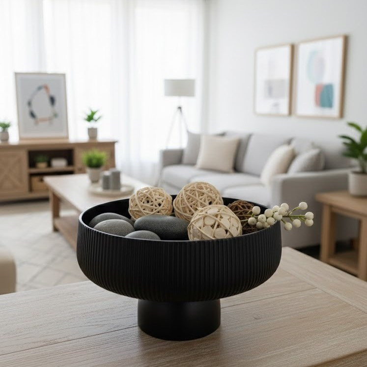 Ribbed Porcelain Decorative Bowl | Full House Lebanon