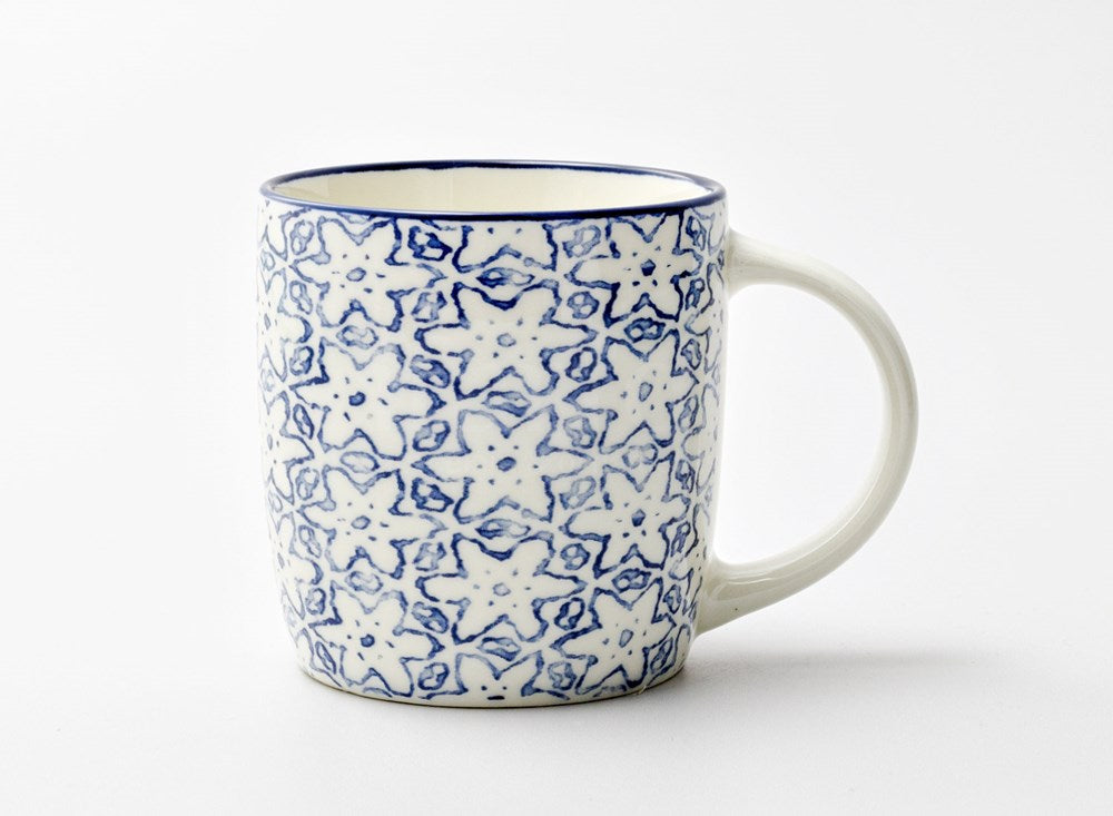 Blue & White Floral Patterned Mug