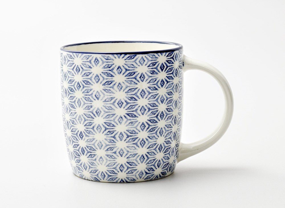 Blue & White Floral Patterned Mug